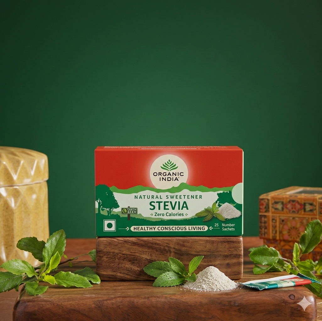 Organic India Natural Sweetener Stevia 25 Sachets 1 Box