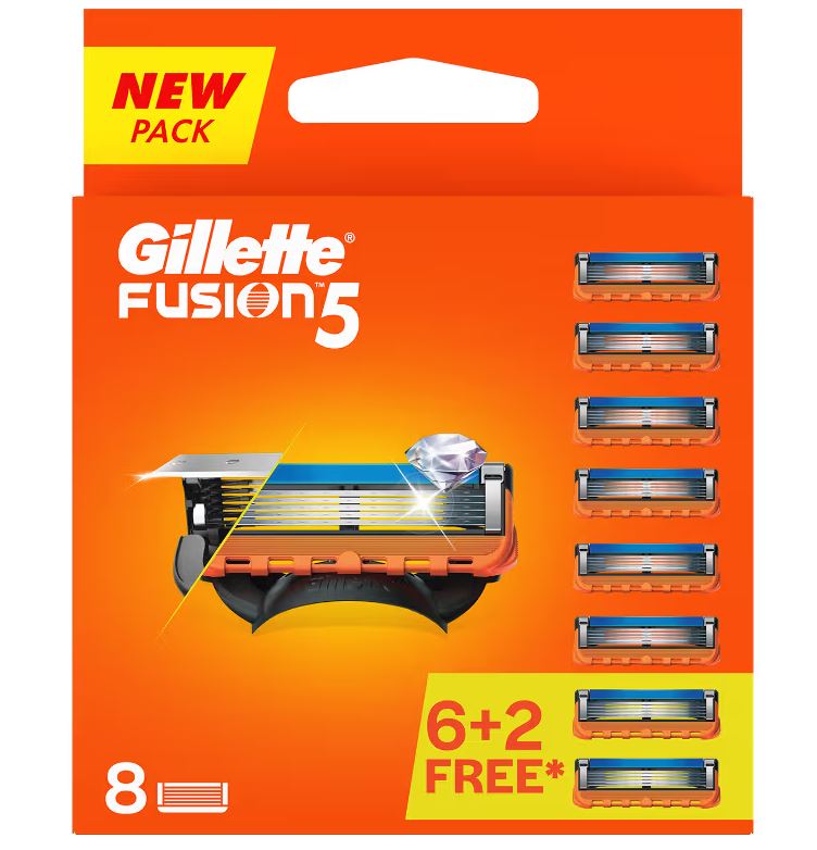 Gillette Fusion 5 Manual Shaving Blades for men, (Pack of 8 Cartridges)
