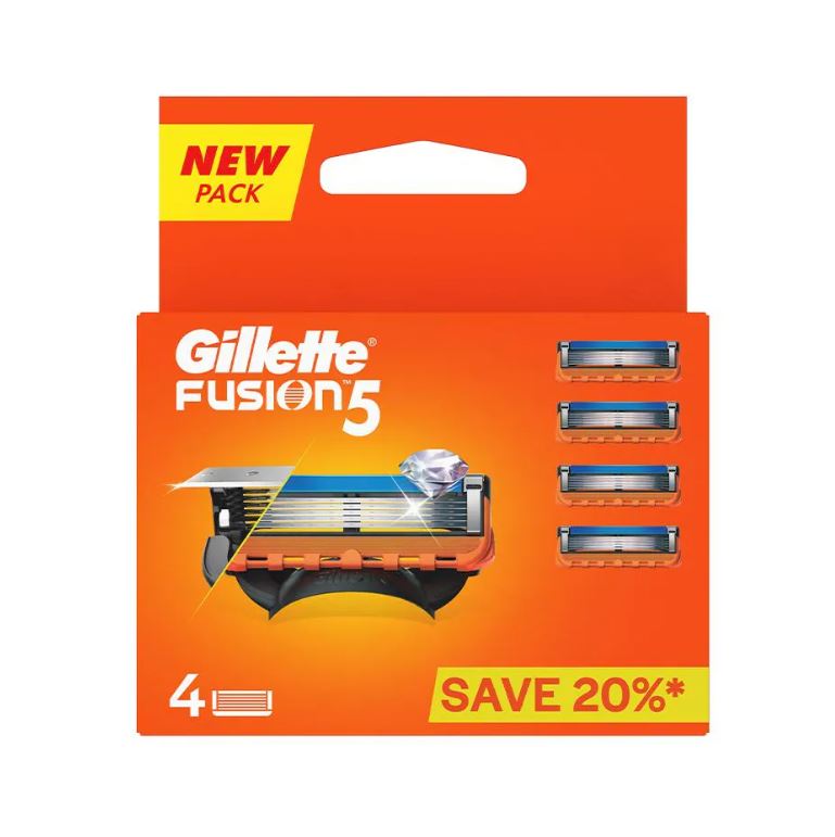 Gillette Fusion 5 Manual Shaving Blades for men, (Pack of 4 Cartridges)