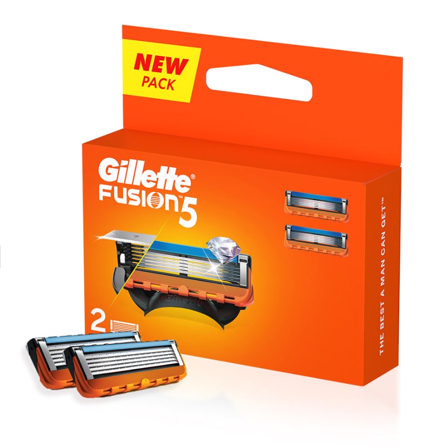 Gillette Fusion 5 Manual Shaving Blades for men, (Pack of 2 Cartridges)