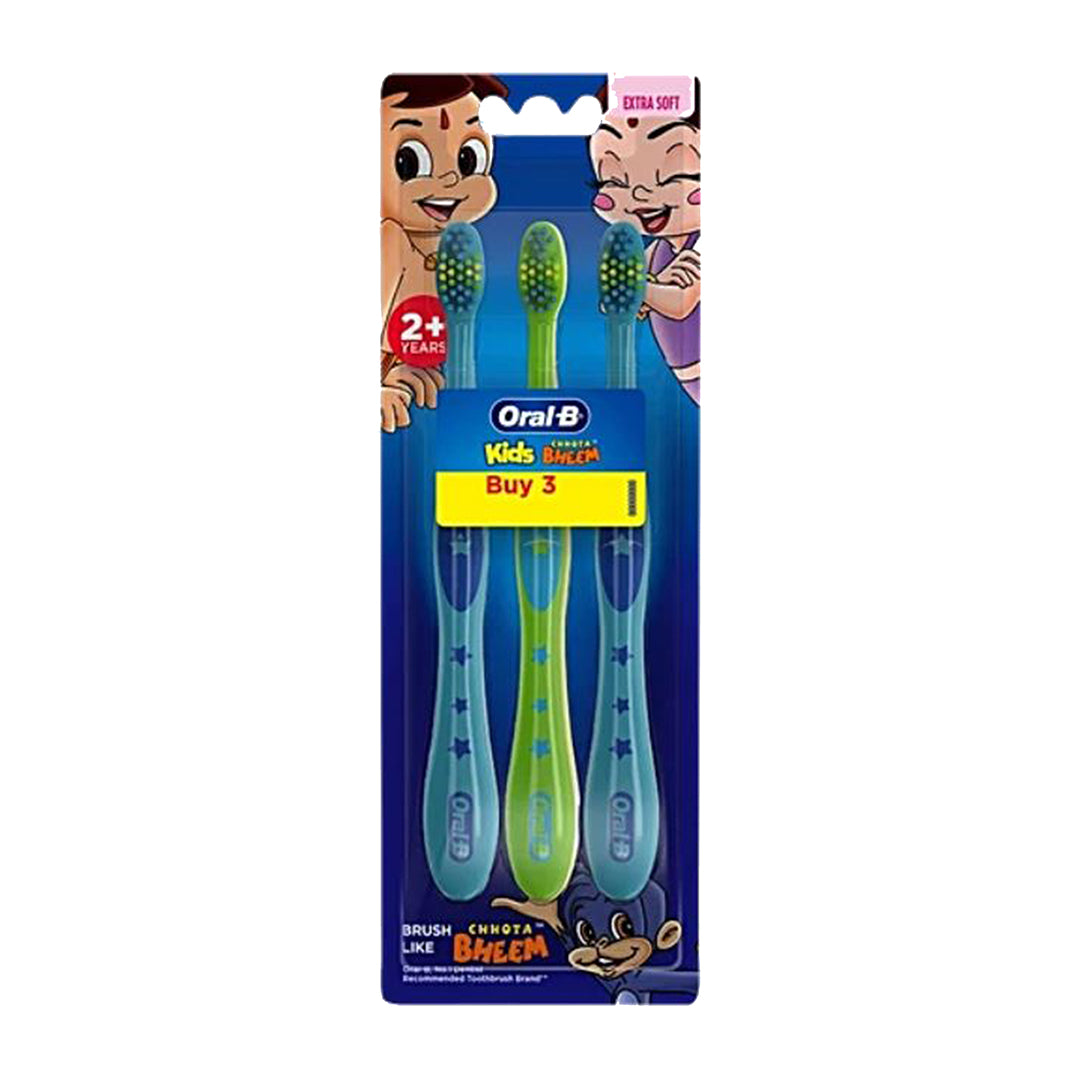 Oral-B Kids Toothbrush With Mickey Characters - Soft Bristles, Easy To Handle, 2+ Years, 3 pcs