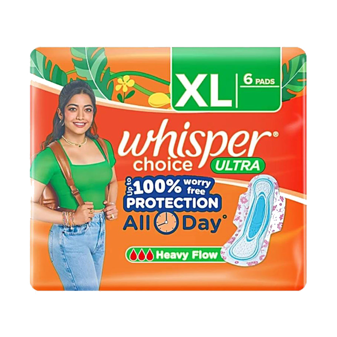 Whisper Choice Ultra Sanitary Pads - XL, 6 pcs