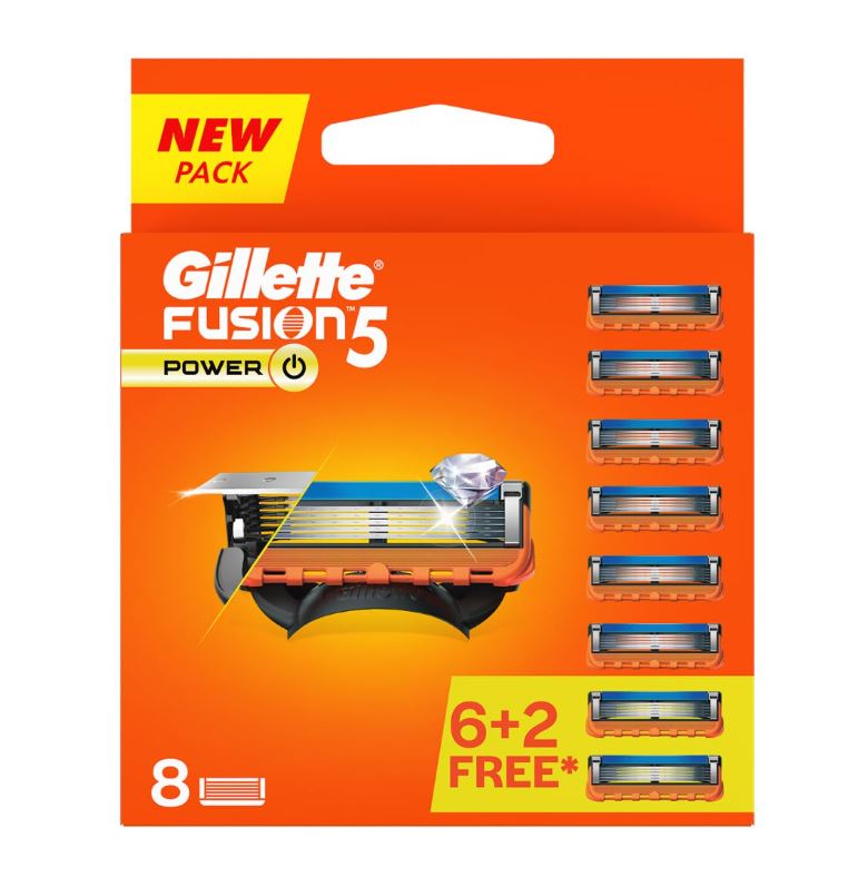 Gillette Fusion 5 Power Razor Cartridges - For Men, (Pack of 8 Cartridges)