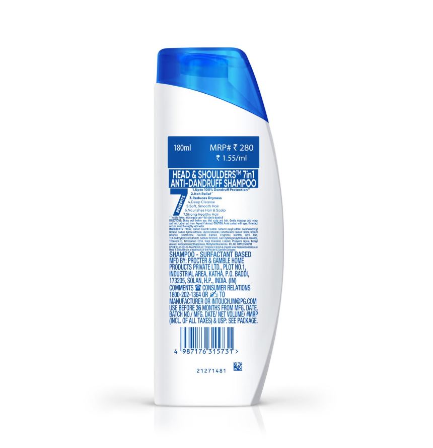Head & Shoulders 7 In 1 Anti-Dandruff Shampoo, 180 ml