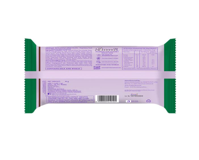 Bauli Moonfils Croissant - Choco Creme, 100% Veg, 45 g