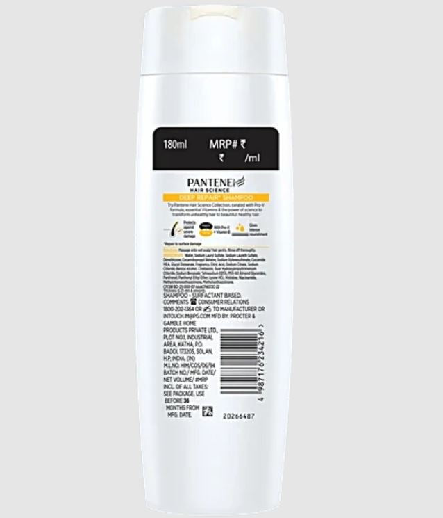 Pantene Hair Science Deep Repair Shampoo, 180 ml