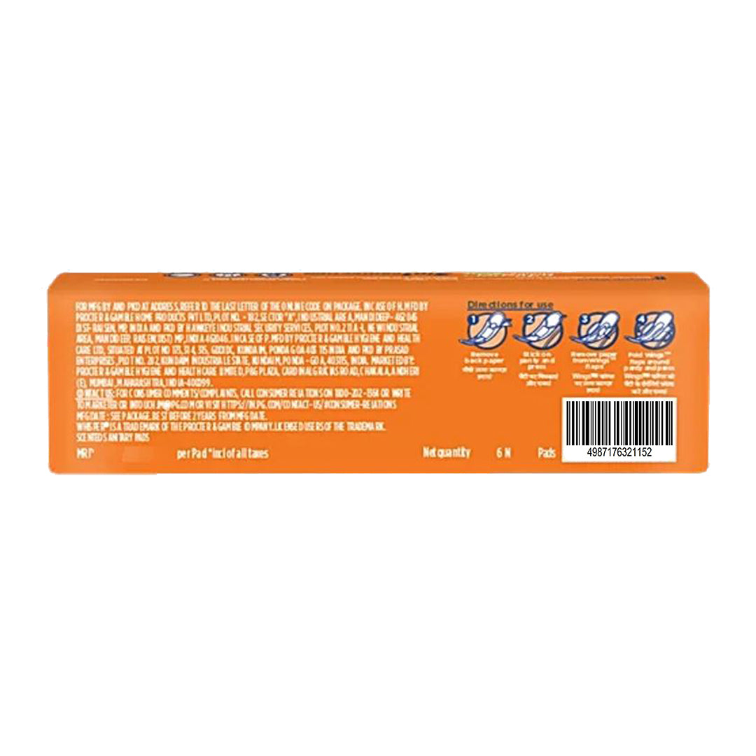 Whisper Choice Sanitary Pads - With Wings, 100% Stain Protection, Regular, 6 Pcs