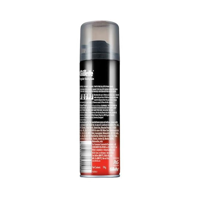 Gillette Pre-Shave Foam - Classic Regular, Provides Rich, Creamy Lather, 196 g