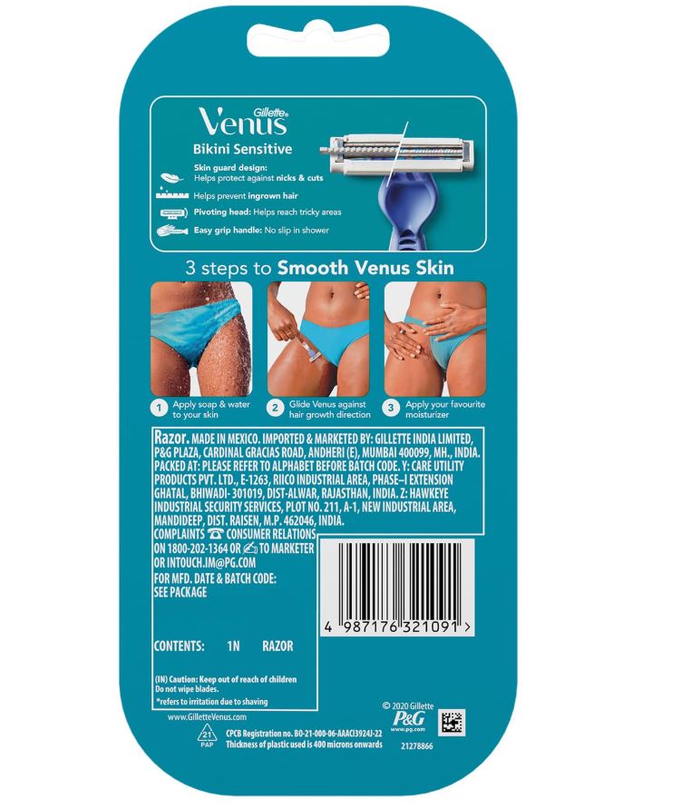 Gillette Venus Bikini Sensitive Hair Removal Razor, 1 pc