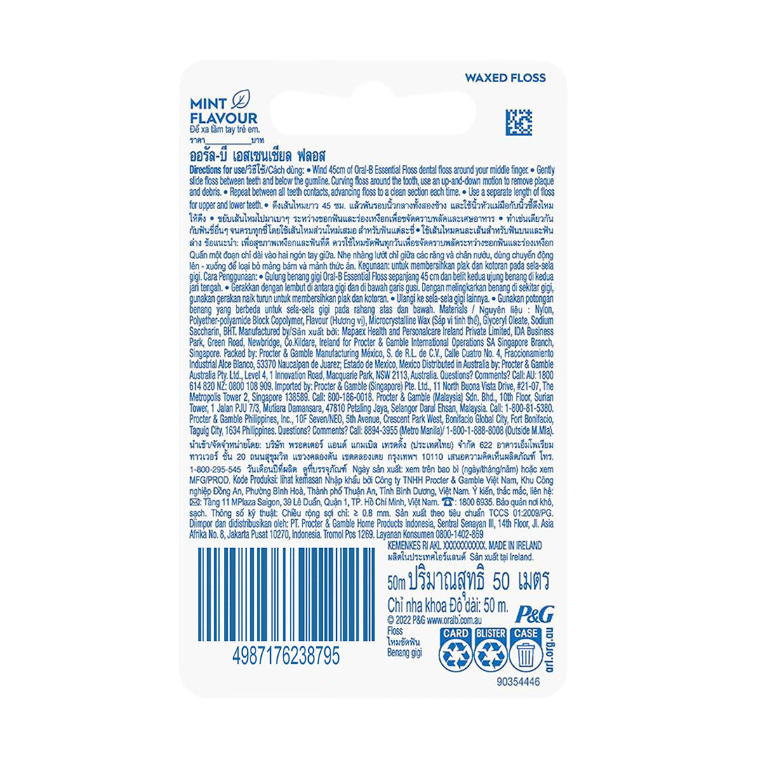 Oral-B Essential Floss Mint Waxed 50, Medium