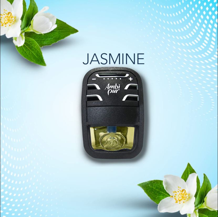 Ambipur Car Freshener - Exotic Jasmine, Starter Kit Refill Pack, 7.5 ml