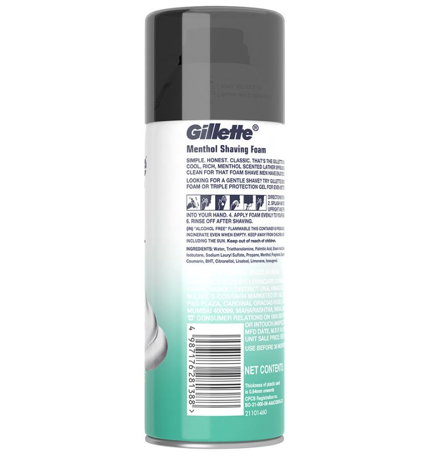 Gillette Pre Shave Foam - Classic Menthol, 196 g