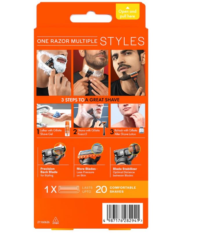 Gillette Fusion Power Razor For Men - Perfect Shave & Beard Shape, 1 pc