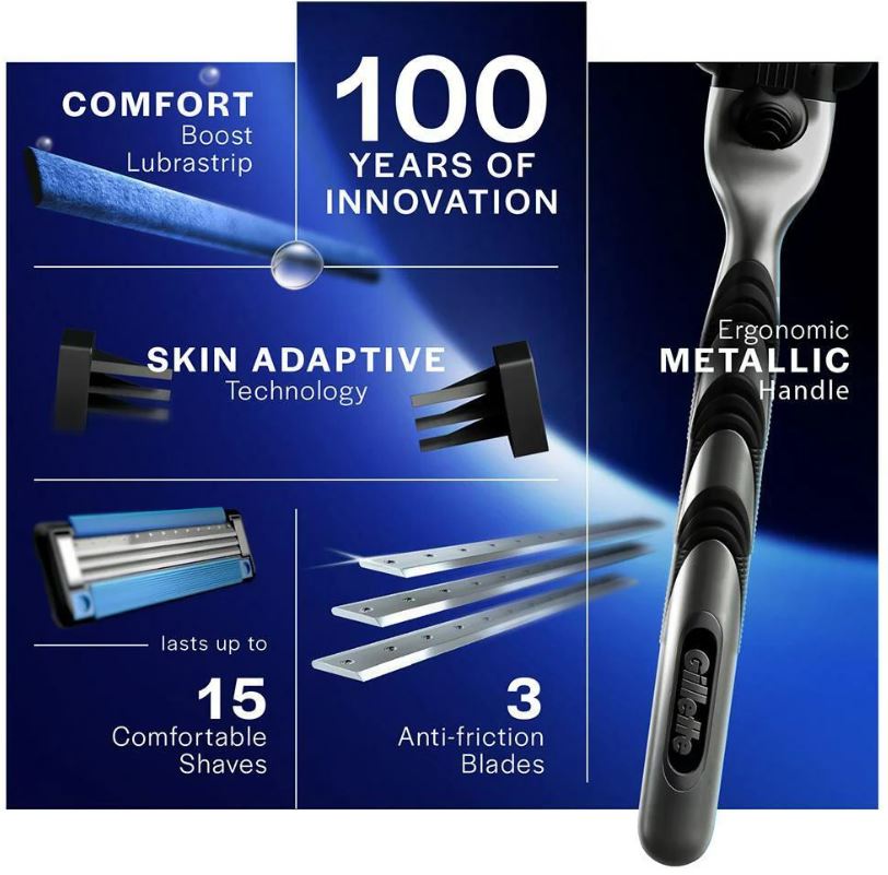 Gillette Gillette Mach 3 Manual Shaving Razor 1 pc + Pre-Shave Foam Classic 50 g, Bb Combo 2 Items