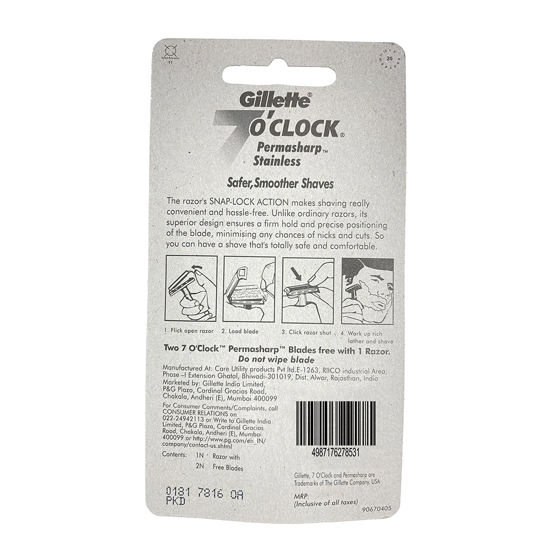 Gillette 7 O Clock - Permasharp Stainless Blade, 1 pc Pouch