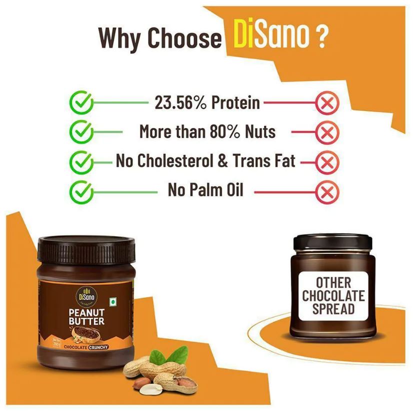 Disano Chocolate Crunchy Peanut Butter, 350 g