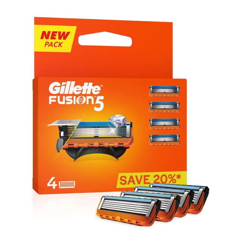Gillette Fusion 5 Manual Shaving Blades for men, (Pack of 4 Cartridges)