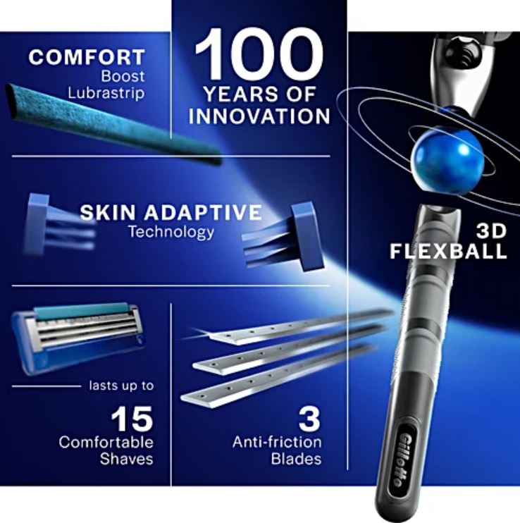 Gillette Mach3 Turbo Shaving Razor Cartridges, 2 pcs