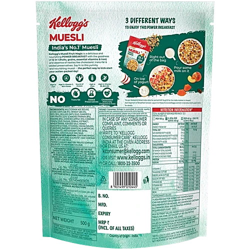 Kellogg's Muesli Fruit Magic - 12 In 1 Power Breakfast, 500 g Pouch