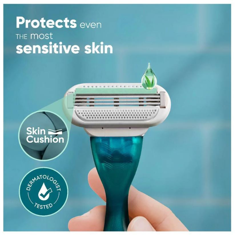 Gillette Venus Smooth Razor Blades - With Aloe Vera Extracts, For Women, 2 pcs