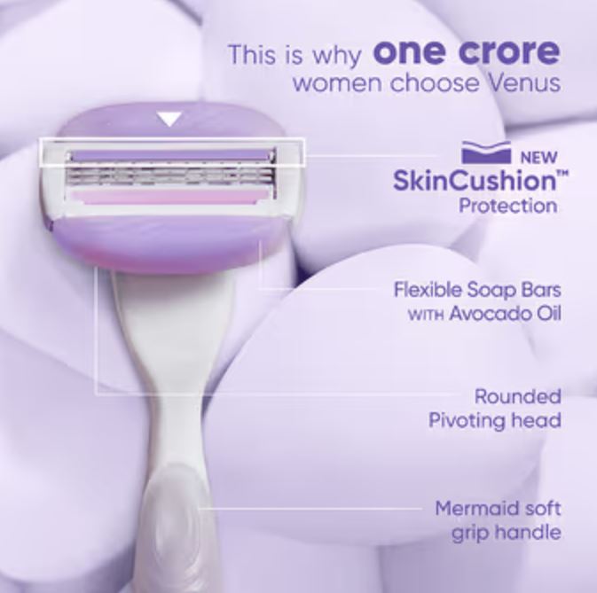 Gillette Venus Breeze Hair Removal Razor Blade/Refill - Gel Bar With Avocado Oils & Freecia Scent, 1 pc