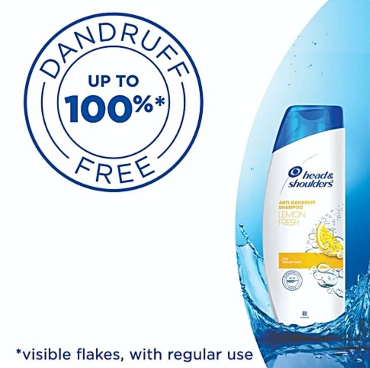 Head & Shoulders Lemon Fresh Anti-Dandruff Shampoo - For Greasy Hair, Upto 100% Dandruff Free, 72 ml