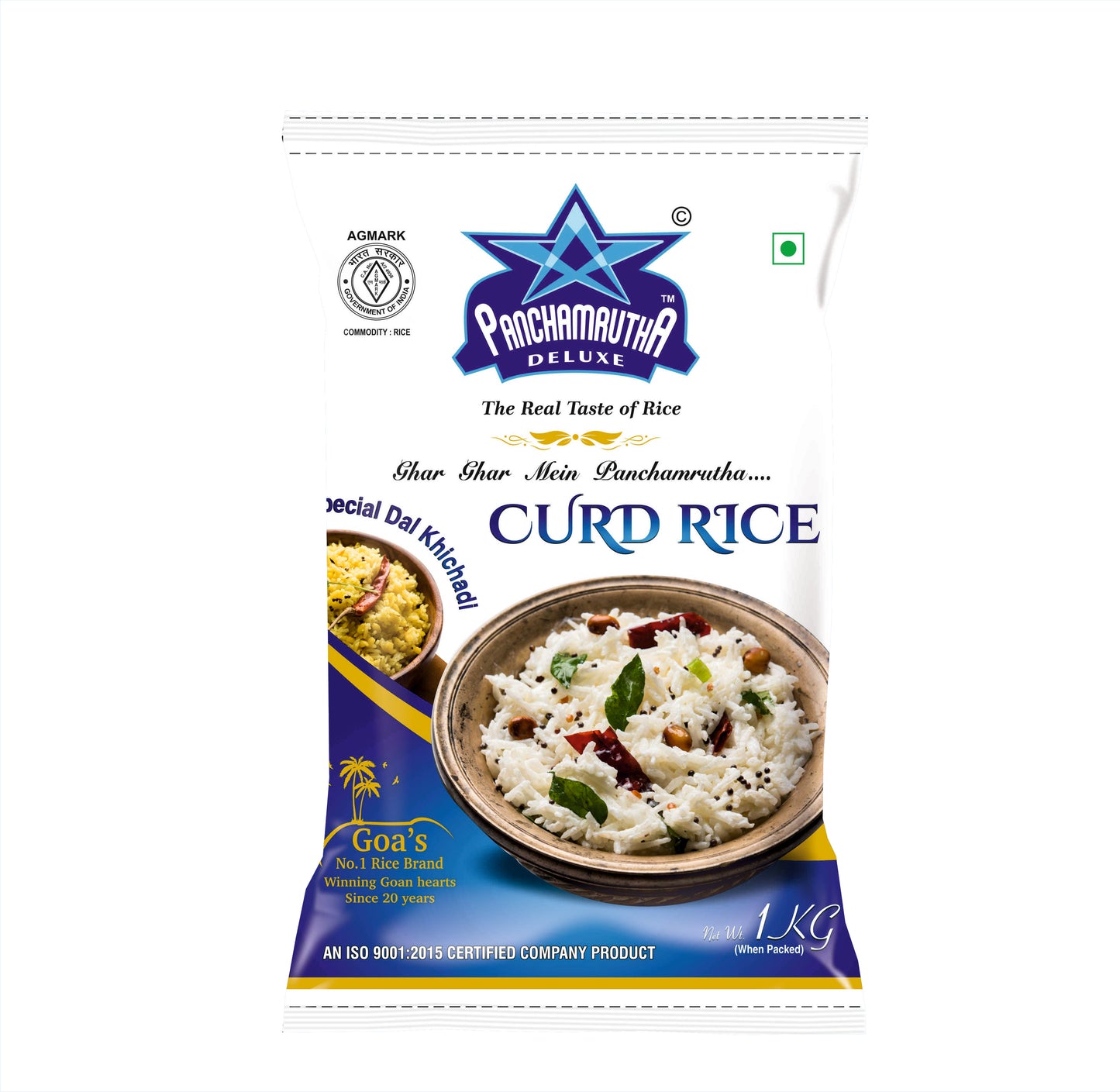 INDRAYANI, CURD RICE, PANCHAMRUTHA DELUXE, SEMI-POLISHED, +F(FORTIFIED WITH 9 ADDED VITAMINS & MINERALS) - Panchamrutha