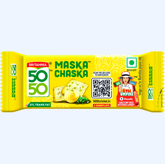 Britannia 50 50 Maska Chaska Salted Biscuits, 38 g