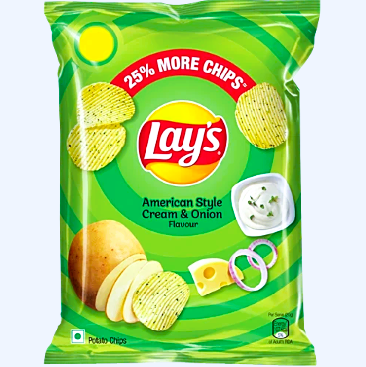 Lay's American Style Cream & Onion Flavour Potato Chips, 27.5 g