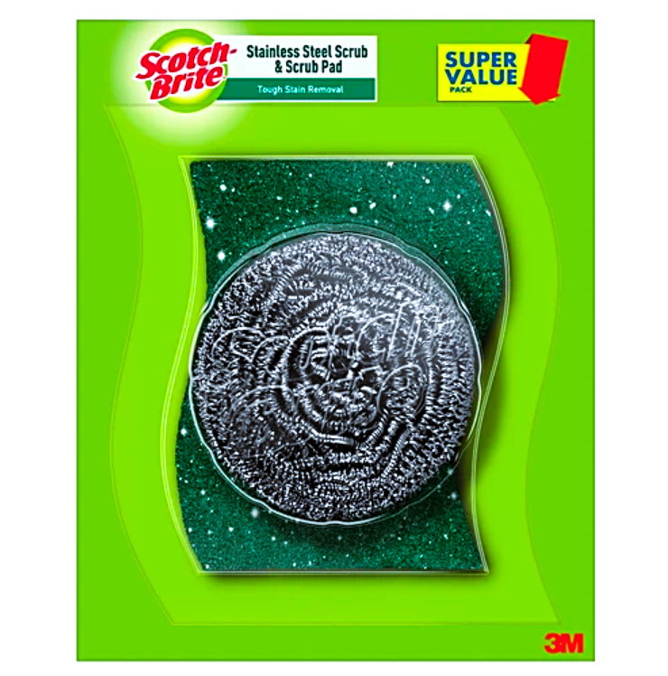 Scotch Brite Scotch-Brite Steel and Scrubber Combo, 2 pcs (1 pc Steel and 1 pc Silver)