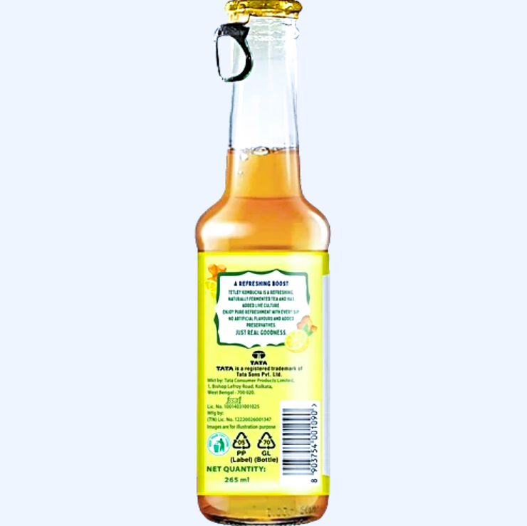 Tetley Ginger & Lemon Kombucha Fermented Sparkling Drink, 265 ml