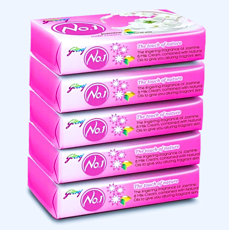 Godrej No.1 Jasmine & Milk Cream Bathing Soap, 100 g (Pack of 5)