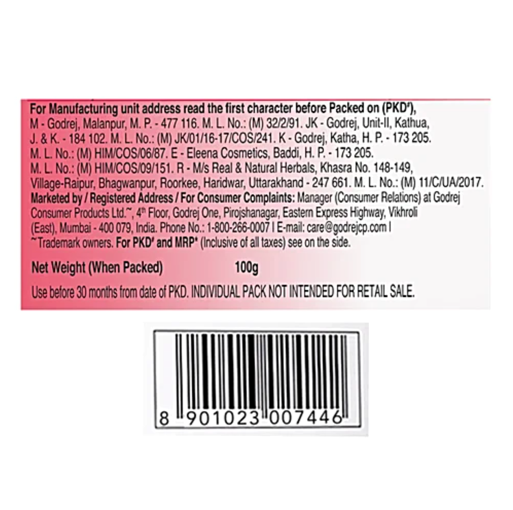 Godrej No.1 Rosewater & Almond Bathing Soap, With Natural Oils, 100 g (Pack of 5)