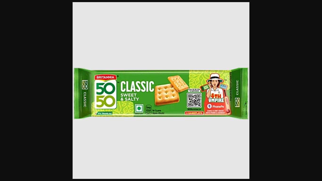 Britannia 50-50 Classic Sweet & Salty Biscuits, 75.6 g