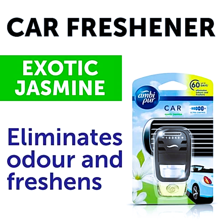 Ambipur Car Freshener- Exotic Jasmine, Starter Kit, 7.5 ml