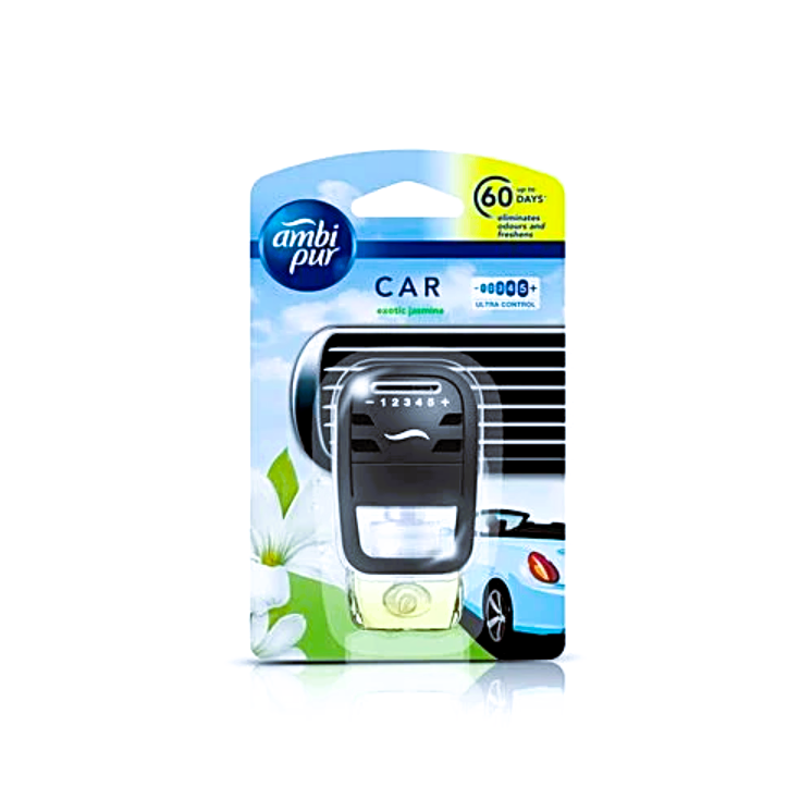 Ambipur Car Freshener- Exotic Jasmine, Starter Kit, 7.5 ml