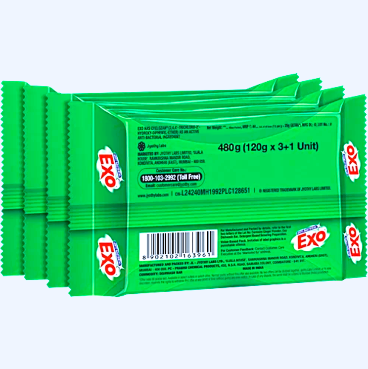 Exo Anti-Bacterial Dishwash Bar - Ginger Twist, 480 g (4 pcs)