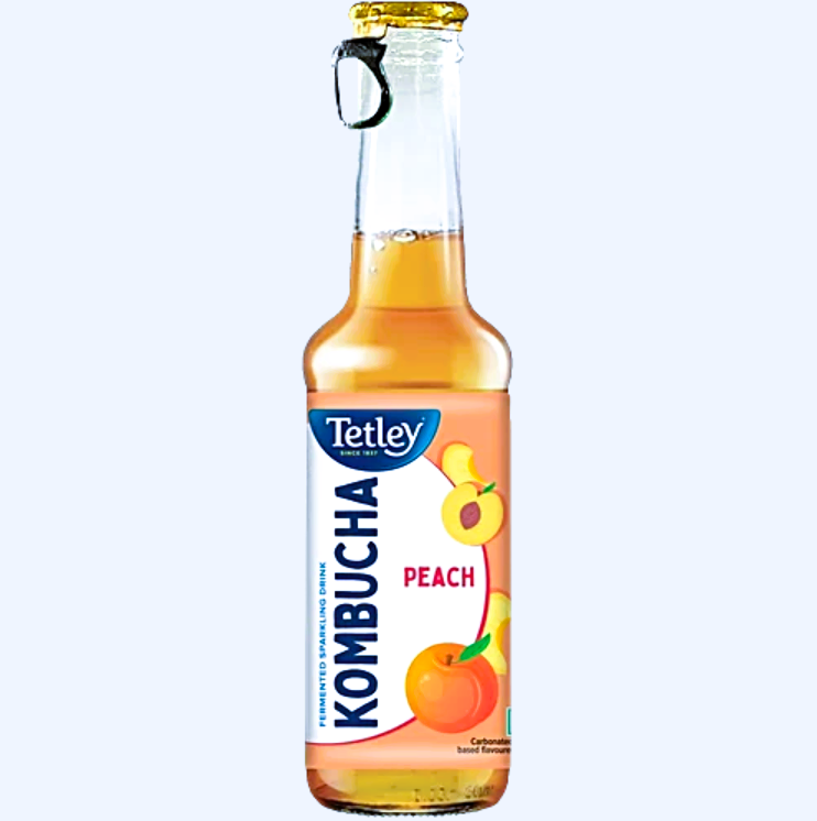 Tetley Peach Kombucha Fermented Sparkling Drink, 265 ml