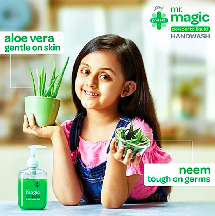 Godrej Protekt Mr.Magic Powder to Liquid Handwash - Neem & Aloe Vera, Protection Against Germs, 9 g