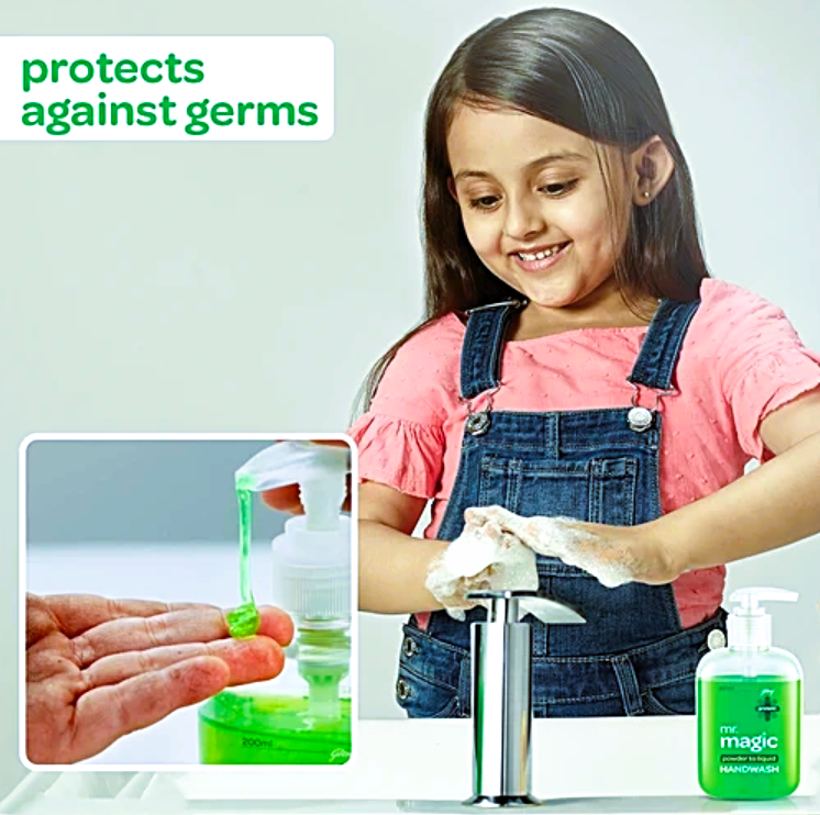 Godrej Protekt Mr.Magic Powder to Liquid Handwash - Neem & Aloe Vera, Protection Against Germs, 9 g