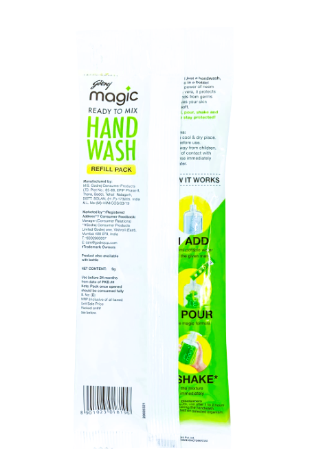 Godrej Protekt Mr.Magic Powder to Liquid Handwash - Neem & Aloe Vera, Protection Against Germs, 9 g