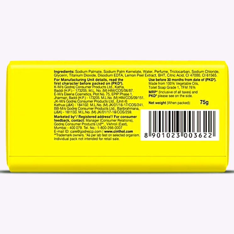 Cinthol Refreshing Deo Lime Bath Soap, 99.9% Germ Protection, 75 G (pack of 4)