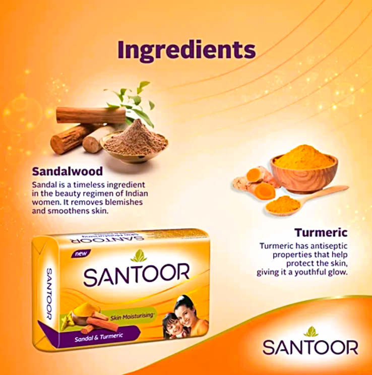 Santoor Skin Moisturising Sandal & Turmeric Bathing Soap 100 g