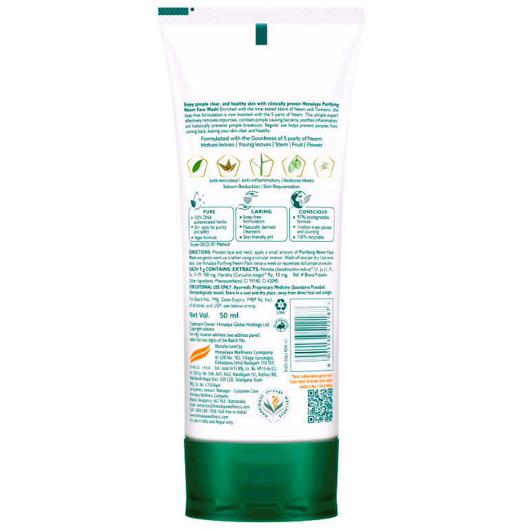 Himalaya Purifying Neem Face Wash, 50 ml