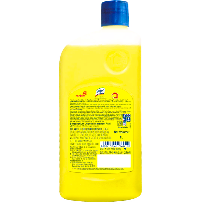 Lizol Disinfectant Surface & Floor Cleaner Liquid - Citrus, 625 ml Bottle