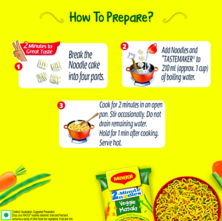 Maggi 2-Minute Instant Noodles - Veggie Masala, 62 g Pouch