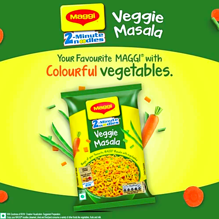 Maggi 2-Minute Instant Noodles - Veggie Masala, 62 g Pouch