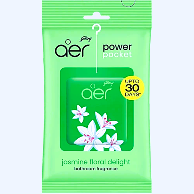 Godrej Aer Power Pocket - Long Lasting Bathroom Fragrance, Floral Delight, 10 g