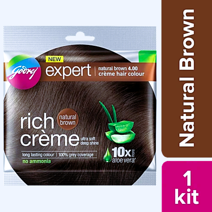 Godrej Expert Rich Creme Hair Colour, Natural Brown, 22 ml