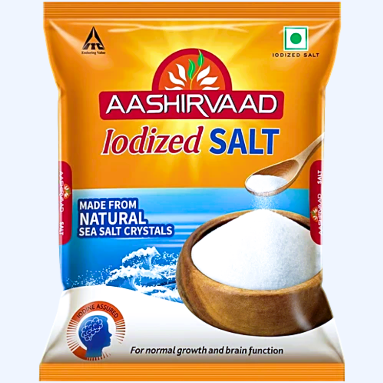 Aashirvaad Salt/Uppu - Iodised, 1 kg Pouch
